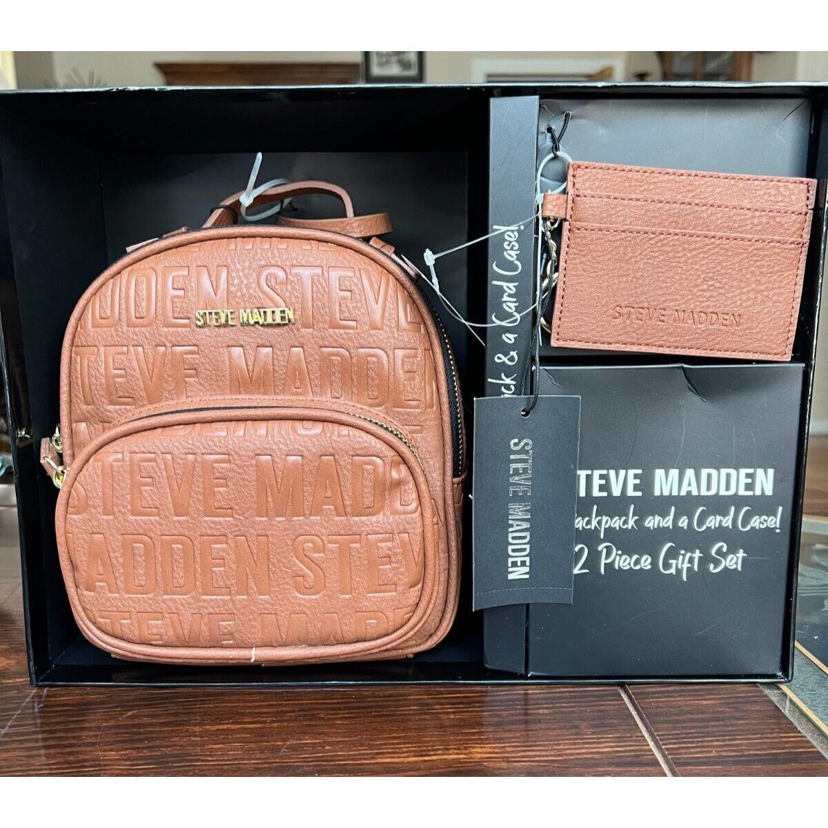 Steve Madden Mini Logo Backpack Key Chain Card Wallet Purse Box Gift Set