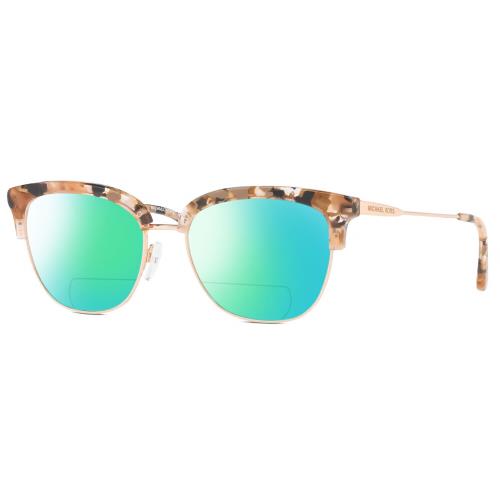 Michael Kors MK3023 Cat Eye Polarized Bifocal Sunglasses Pink Grey Tortoise 52mm Green Mirror