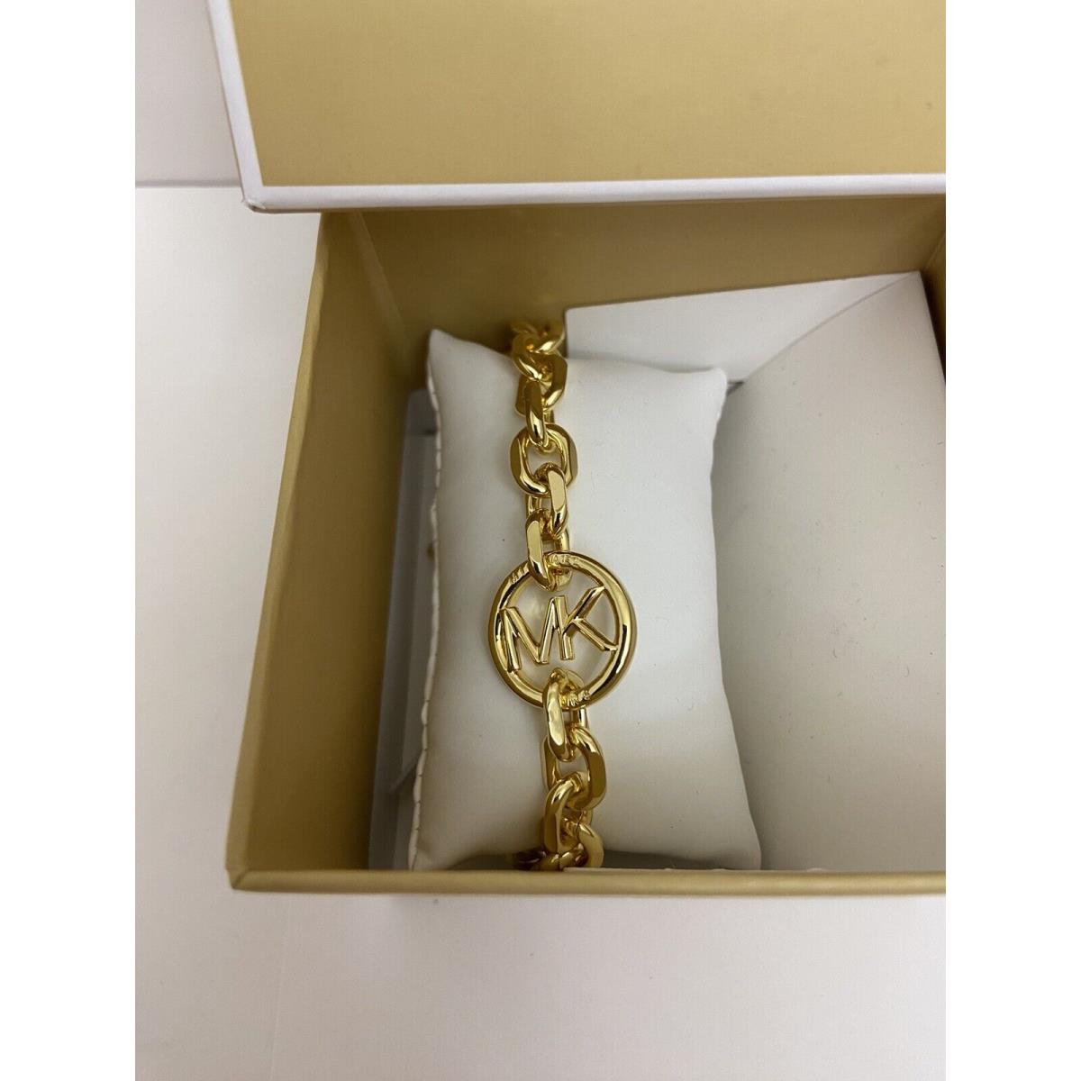 Michael Kors MK Brass Chain Bracelet Gold Tone MK Logo