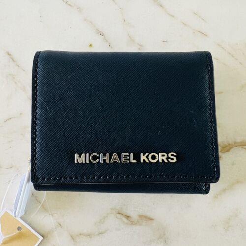 Michael Kors Jet Set Travel Navy Leather Small Multi Function Zip Around Wallet