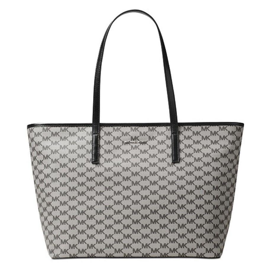 Michael Kors Signature Emry Large Top Zip Tote Black /grey