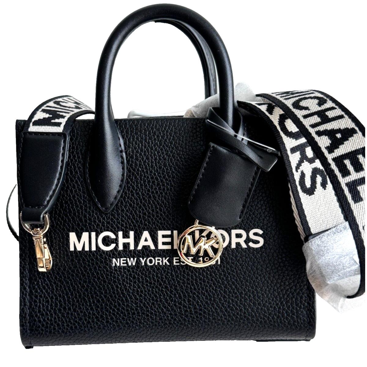 Michael Kors Mirella XS Shopper Zip Tote Crossbody Leather Bag Black
