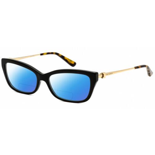 Tory Burch TY2099 Cat Eye Polarized Bifocal Sunglasses Black Gold Tortoise 53 mm Blue Mirror