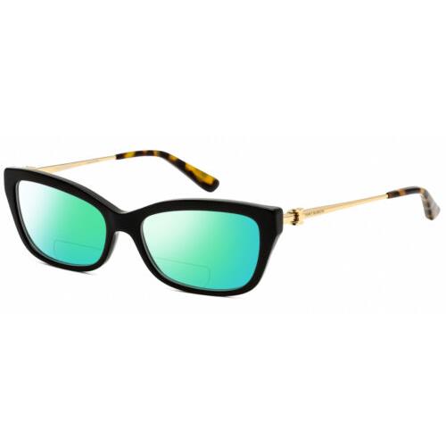 Tory Burch TY2099 Cat Eye Polarized Bifocal Sunglasses Black Gold Tortoise 53 mm Green Mirror