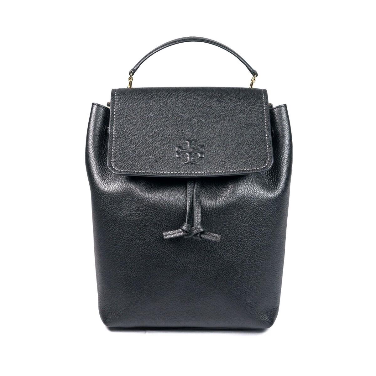 Latest Tory Burch Thea Black Pebbled Leather Medium Backpack 145920