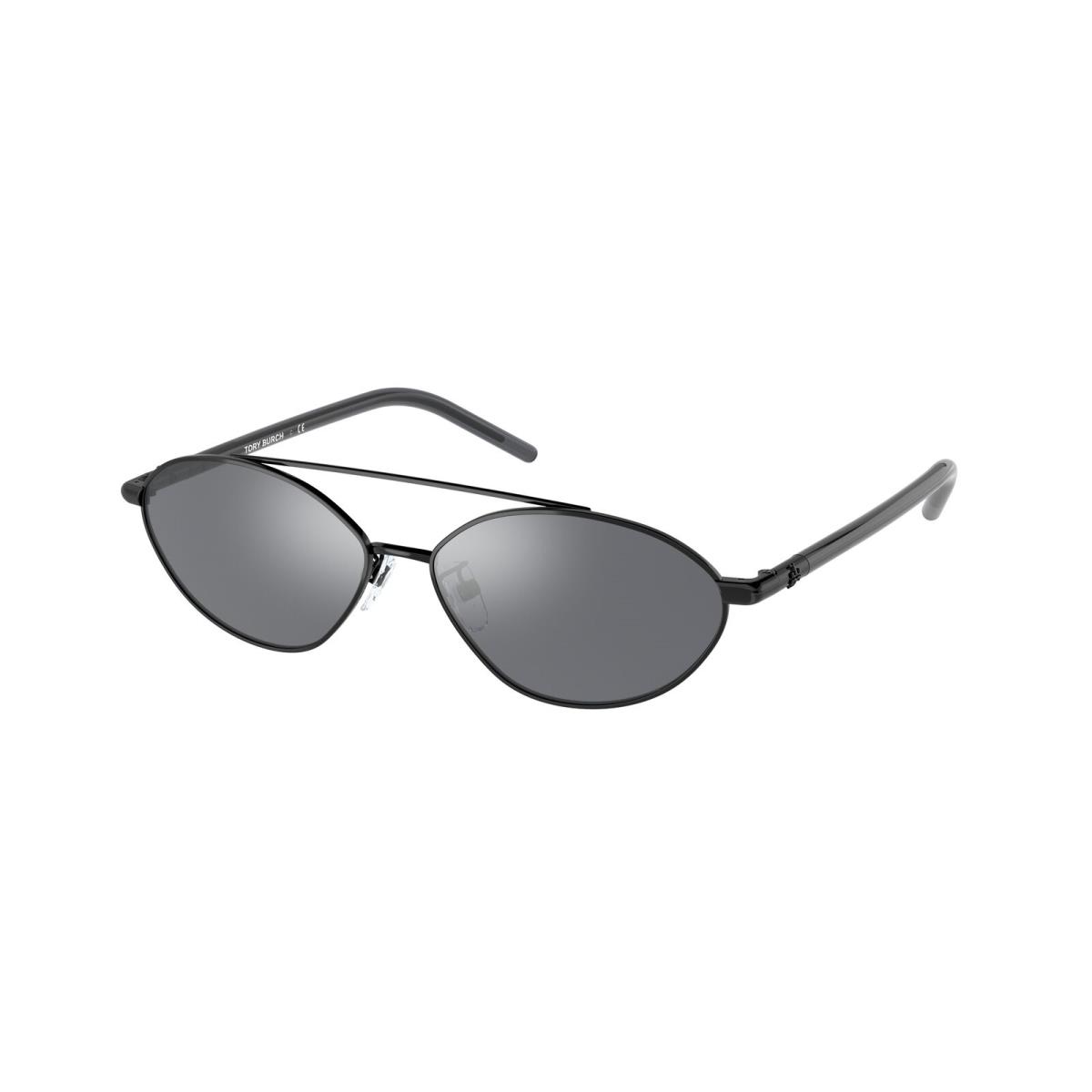 Tory Burch TY6088 3310 2 Shiny Black Black Flash Mirror 56 mm Women`s Sunglasses