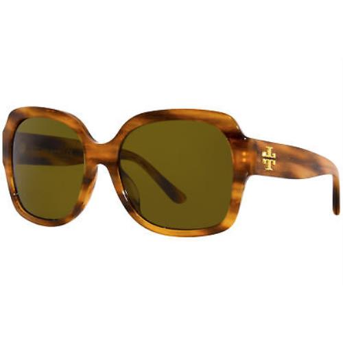 Tory Burch TY7140UM 1889/73 Sunglasses Women`s Honey Wood/solid Brown 57mm
