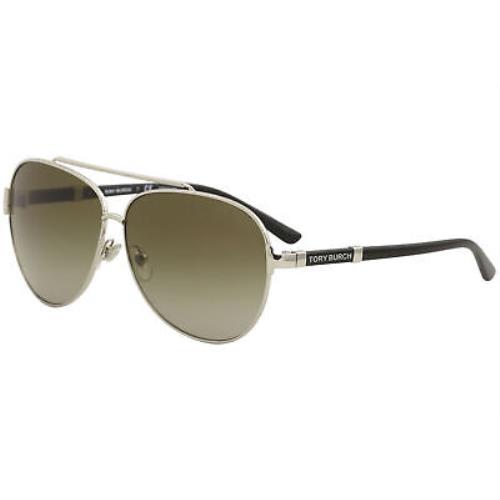 Tory Burch Women`s TY6056 TY/6056 3238/13 Silver Fashion Pilot Sunglasses 59mm