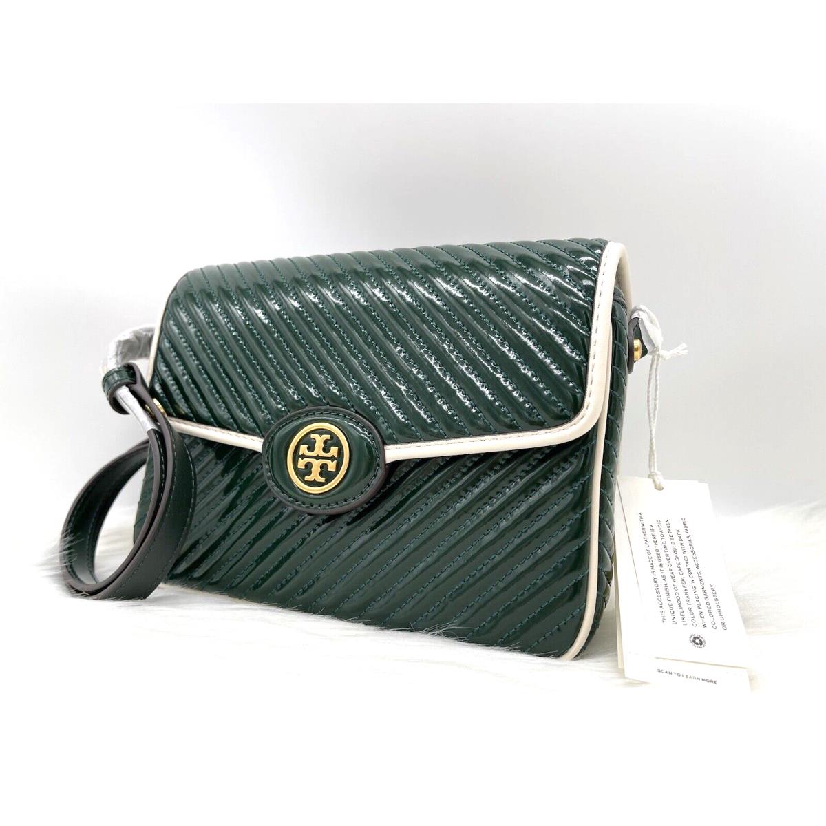 Tory Burch Robinson Patent Leather Quilted Shoulder Bag-pine Tree