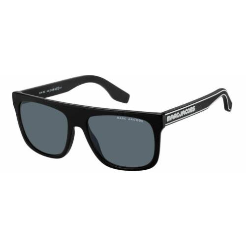 Marc Jacobs 357/S Unisex Square Designer Sunglasses Black White/blue Grey 56mm