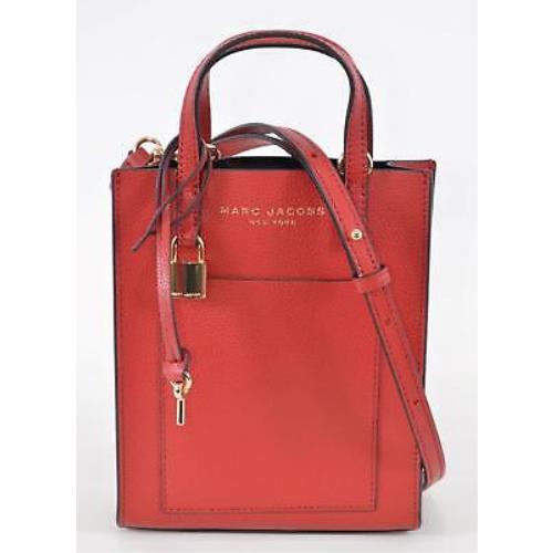 Marc Jacobs Pebbled Leather Micro Mini Grind Crossbody Purse Tote Bag Red