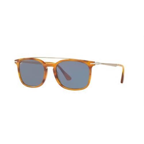 Persol PO3173S 960_56 Striped Brown Light Blue Rectangle 54 mm Men`s Sunglasses