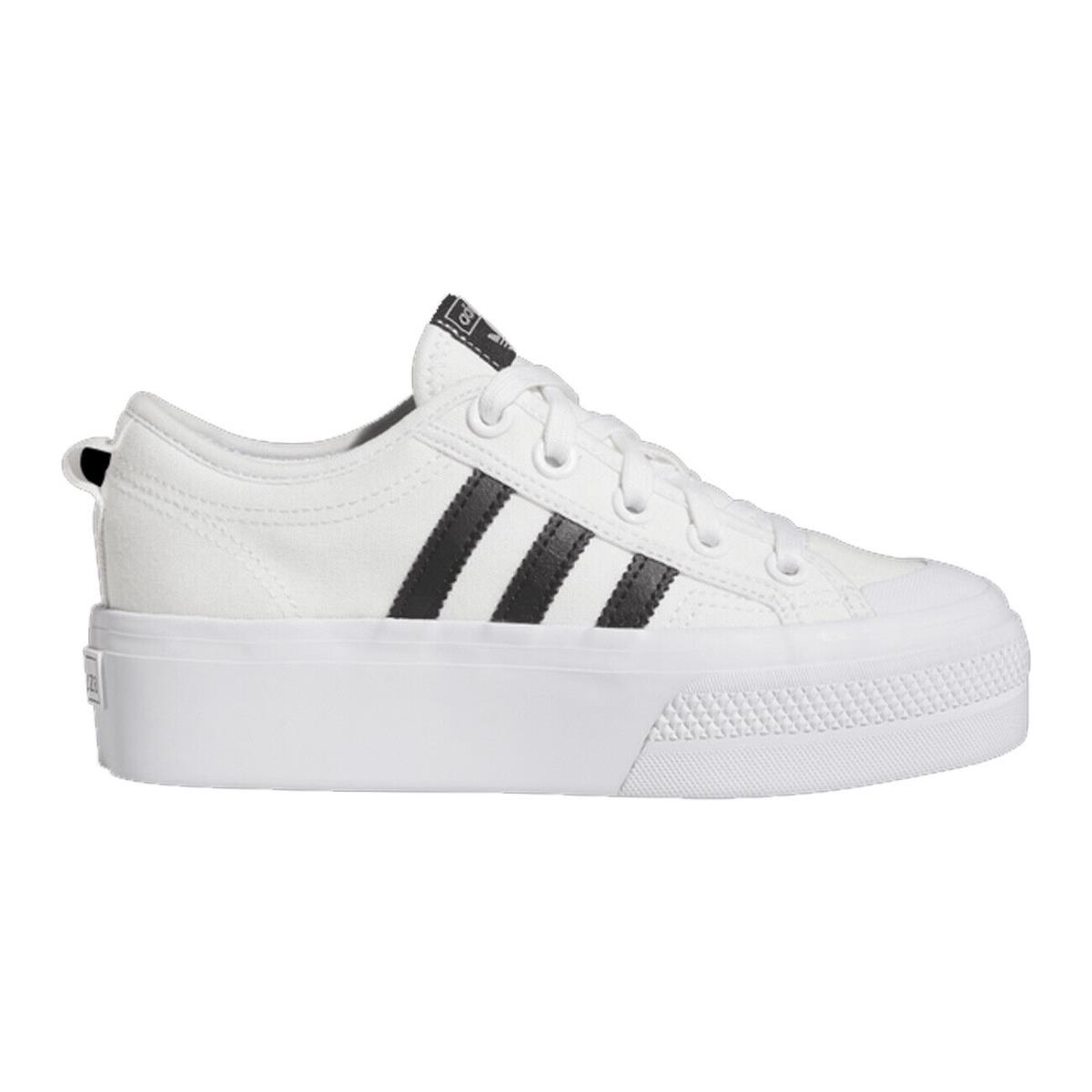 Adidas White Nizza Platform Mid IG7834 Unisex Kid`s Casual Sneakers - White