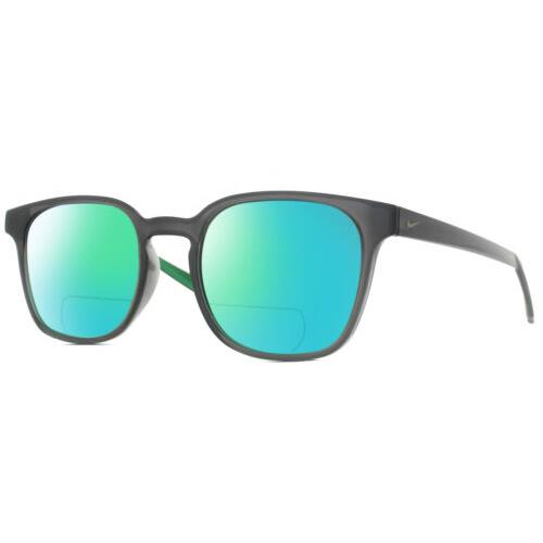 Nike Session-080 Unisex Polarized Bifocal Sunglasses in Grey Crystal Green 51 mm Green Mirror