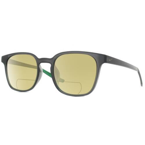 Nike Session-080 Unisex Polarized Bifocal Sunglasses in Grey Crystal Green 51 mm Yellow