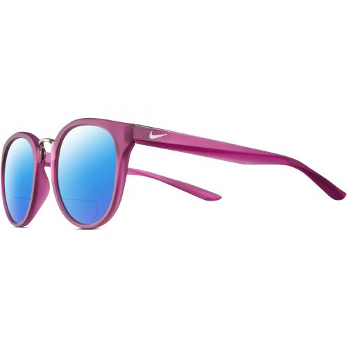 Nike Revere-EV1156-660 Women`s Polarized Bifocal Sunglasses Purple Gunmetal 51mm Blue Mirror