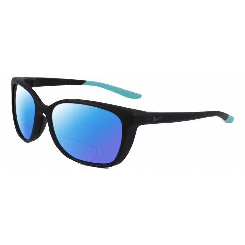 Nike Sentiment-CT7886-010 Womens Polarized Bifocal Sunglass Black Teal Blue 56mm Blue Mirror