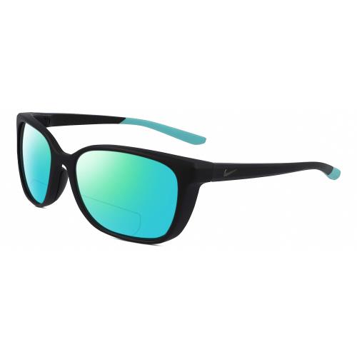 Nike Sentiment-CT7886-010 Womens Polarized Bifocal Sunglass Black Teal Blue 56mm Green Mirror