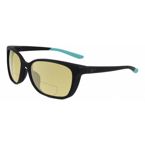 Nike Sentiment-CT7886-010 Womens Polarized Bifocal Sunglass Black Teal Blue 56mm Yellow