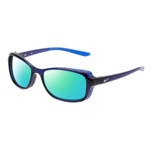 Nike Breeze-CT8031-410 Women Polarized Bifocal Sunglasses Navy Blue Crystal 57mm Green Mirror
