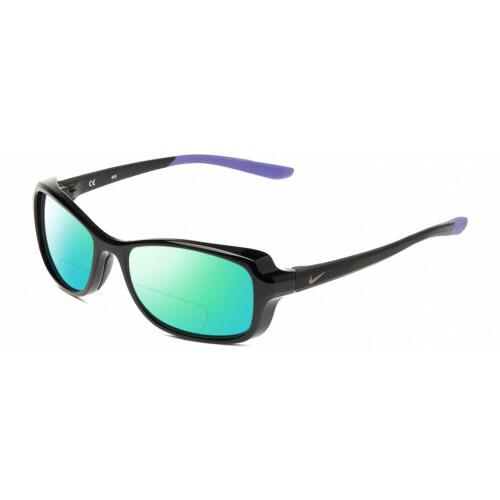 Nike Breeze-CT8031-010 Women`s Polarized Bifocal Sunglasses in Black Purple 57mm Green Mirror