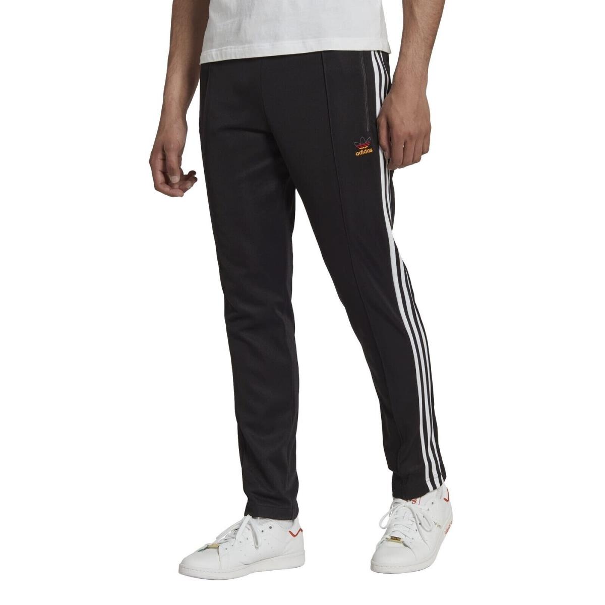 Adidas HK7402 FB Nations Beckenbauer Track Pants Black White Stripe Small