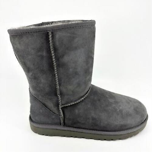 Ugg Classic Short Gray Kids Girls Suede Sheepskin Boots 5251 Gry