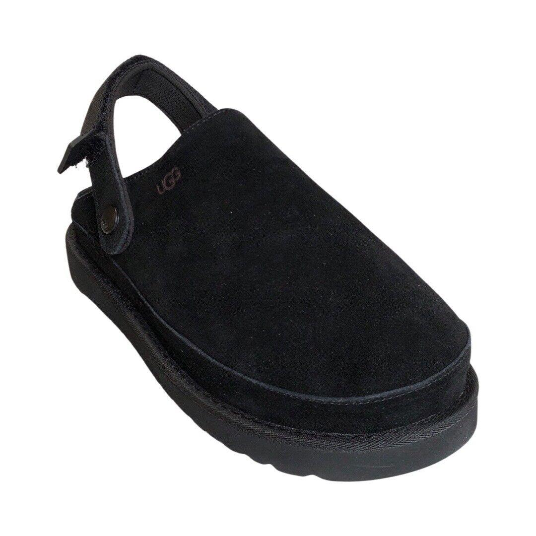 Ugg Women`s Goldenstar Clog Black Suede Shoes Slides 1138252 - Black