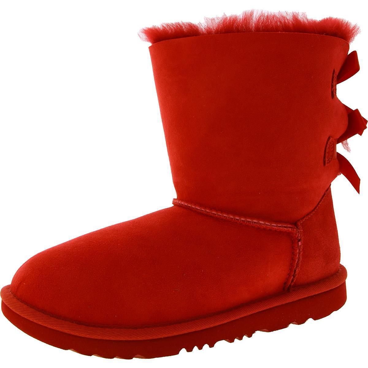 Ugg Girls Bailey Bow II Red Winter Boots Shoes 4 Medium B M Big Kid Bhfo 0217