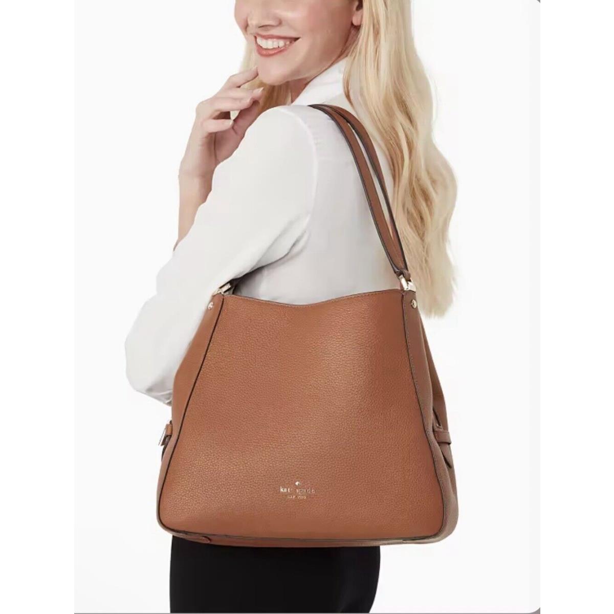 Kate Spade Leila Medium Triple Compartment Shoulder Bag Warm Gingerbread Leather