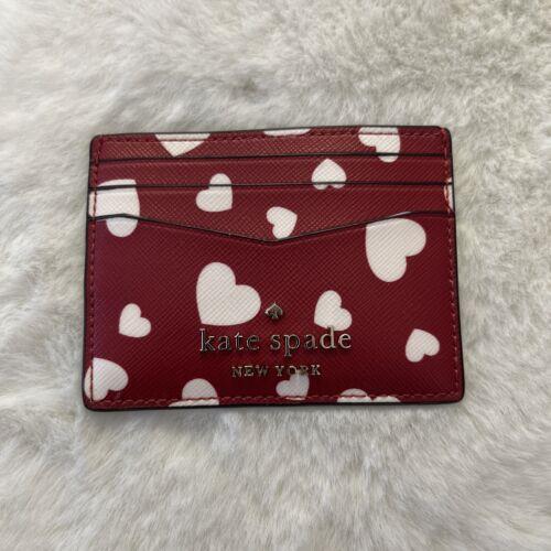 Kate Spade Staci Heart Pop Boxed Small Slim Card Holder Red Multi