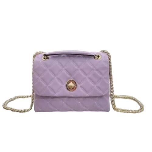 Kate Spade Natalia Medium Flap Crossbody Shoulder Quilted Leather Lilac Frost - Hardware: Gold, Exterior: , Lining: