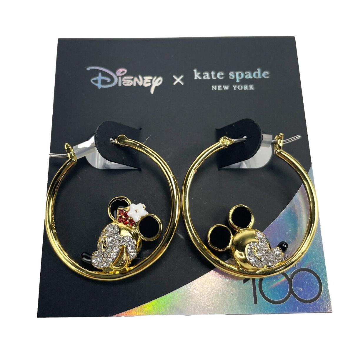 Kate Spade X Disney 100 Mickey Minnie Gold Hoop Earrings