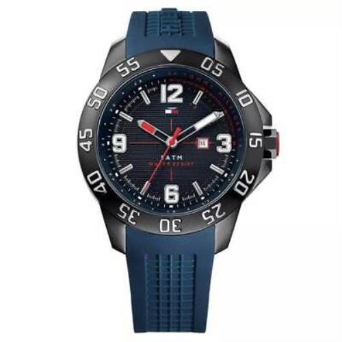 Tommy Hilfiger 1790984 Men`s Blue Silicone Strap Watch 46mm