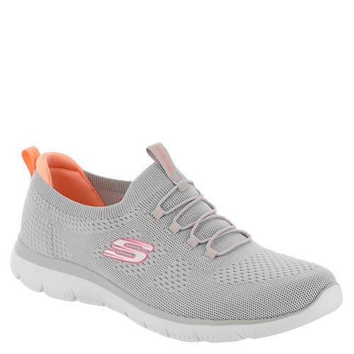 Womens Skechers Sport Summits-top Player Grey Pink Coral Mesh Shoes