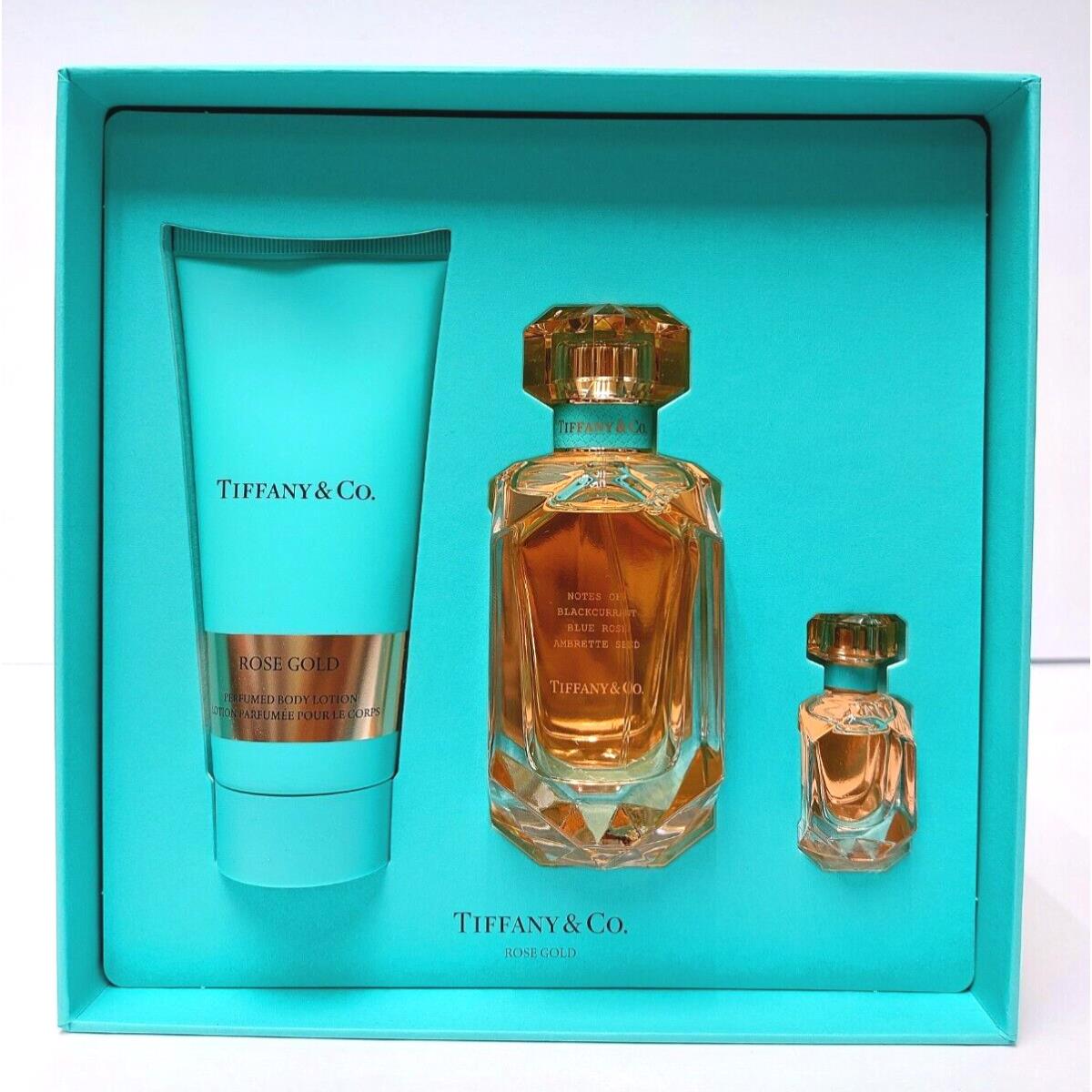 Rose Gold 3pcs Giftset by Tiffany Co For Women Edp 2.5oz + BL 3.3oz + 0.16oz