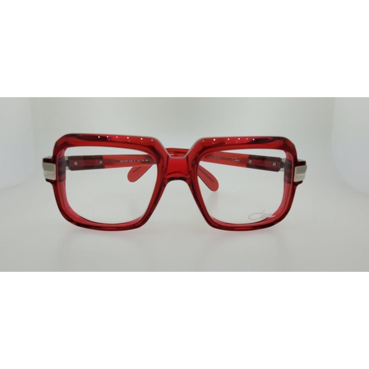 Cazal Prescription 607 006 56MM Red Silver Frame with Clear Demo Lenses