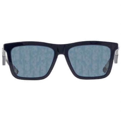 Dior Blue Logo Rectangular Men`s Sunglasses Dior B27 S1I 30B8 56 Dior B27 S1I