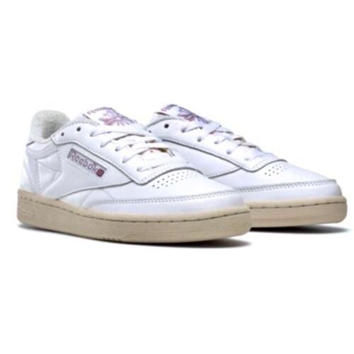 Reebok Women`s Club C 85 Vintage Shoes Sz 10 White/chalk/lilac 100009668