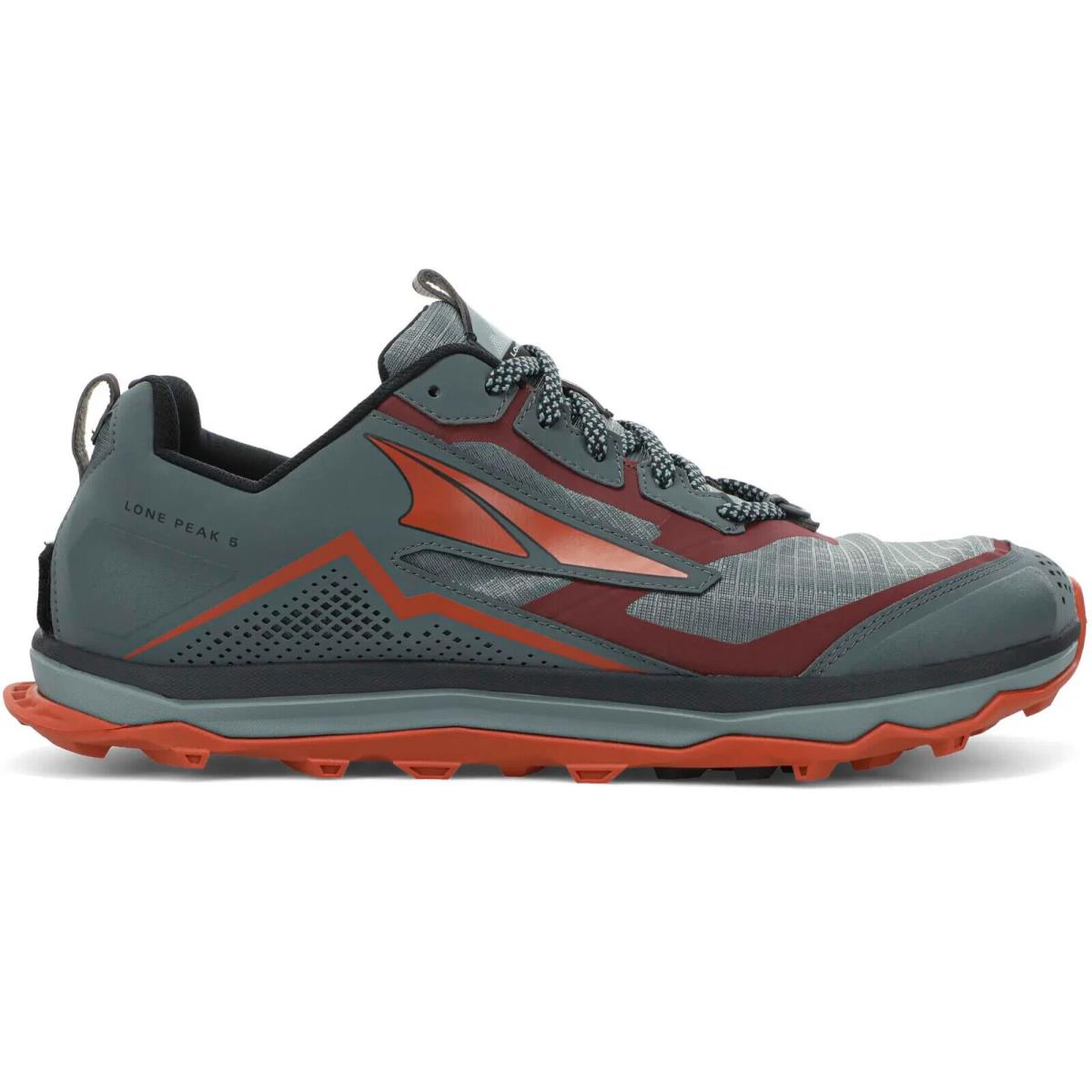 Altra Lone Peak 5 10.5 M Gray Orange Men`s Trail Running Shoes AL0A4VQE280-105