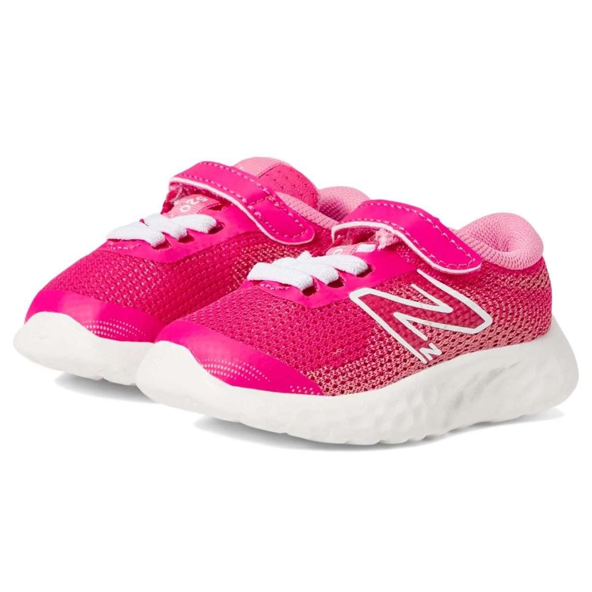 Girl`s Shoes New Balance Kids 520v8 Bungee Lace Infant/toddler Hi-Pink/White