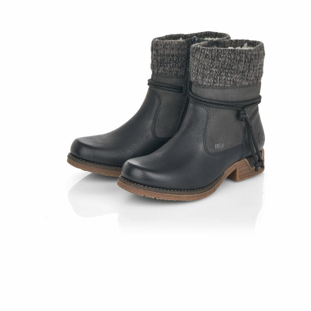 Rieker Womens Zipper Warm Lining with Membrane Comfort Boots 79688 Black
