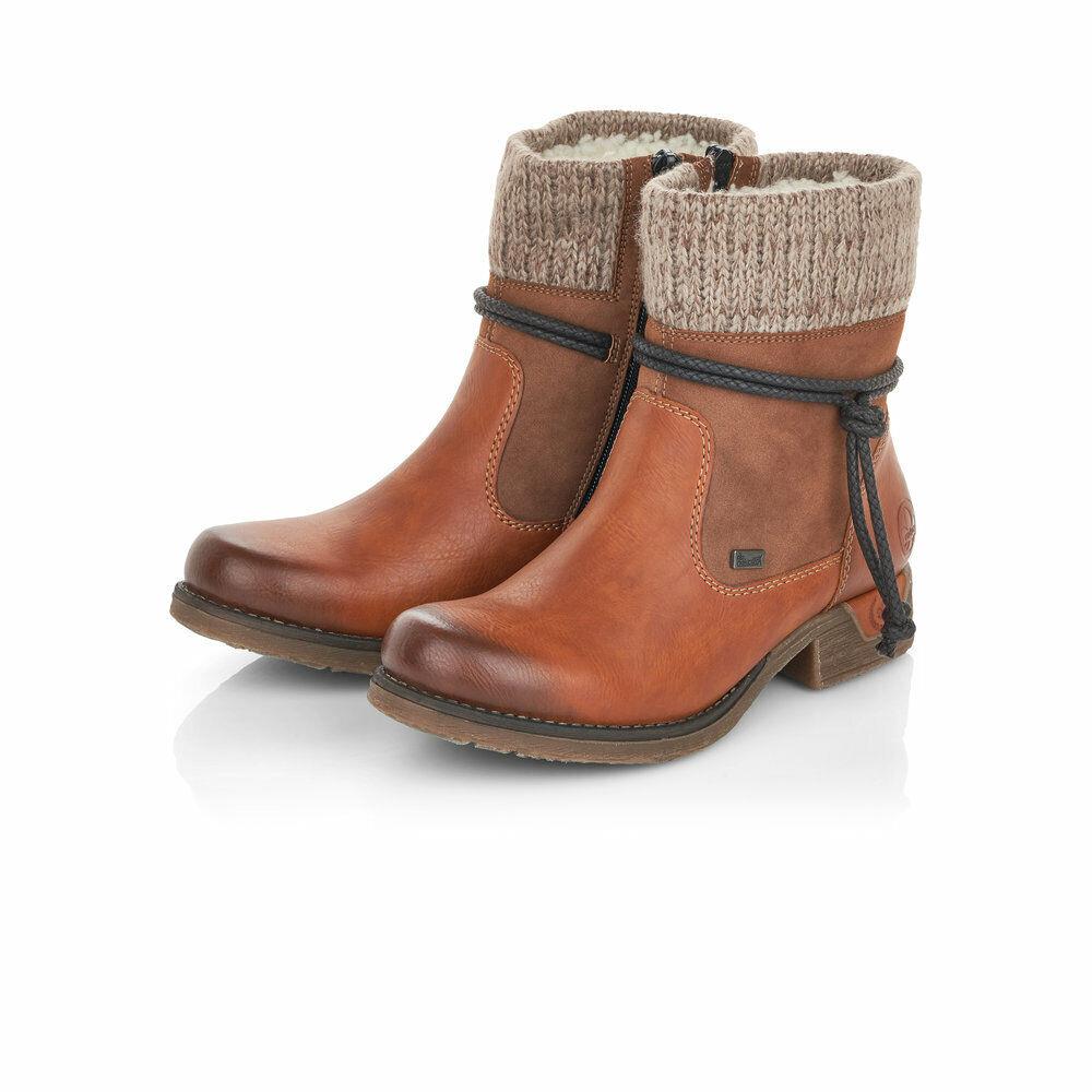 Rieker Womens Zipper Warm Lining with Membrane Comfort Boots 79688 Brown