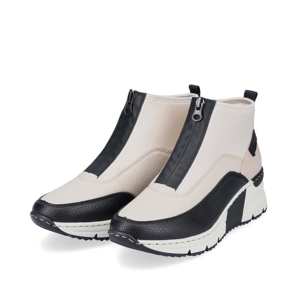 Rieker Women`s Kitty N6352-60 Beige Zipper Wedge Sole Boots Beige