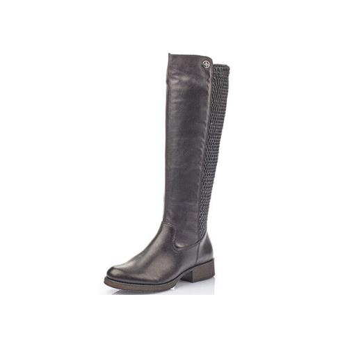 Rieker Womens Black Knee High Zipper Leather Comfort Boot-Z9591-00