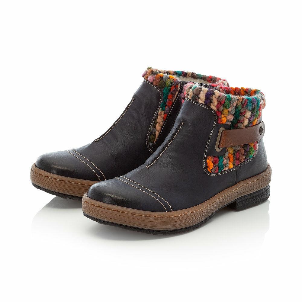 Rieker Womens Blue Ankle Zipper Comfort Boot-Z6784-14