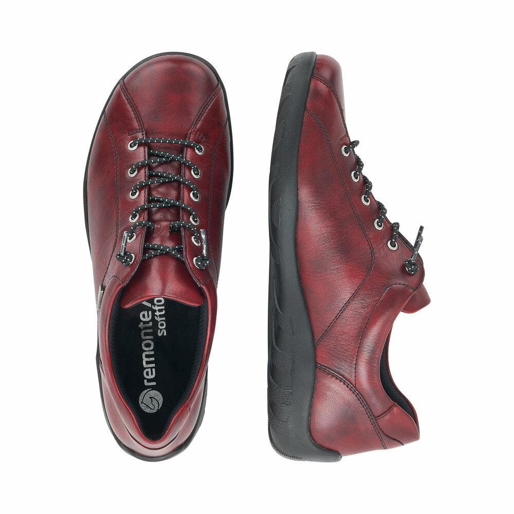 Remonte by Rieker Womens R3515-35 Bordo Lace Sneakers Made of Soft Leather