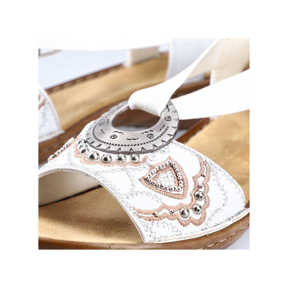 Rieker Women`s 608B9-80 White Synthetic Slingback Sandal