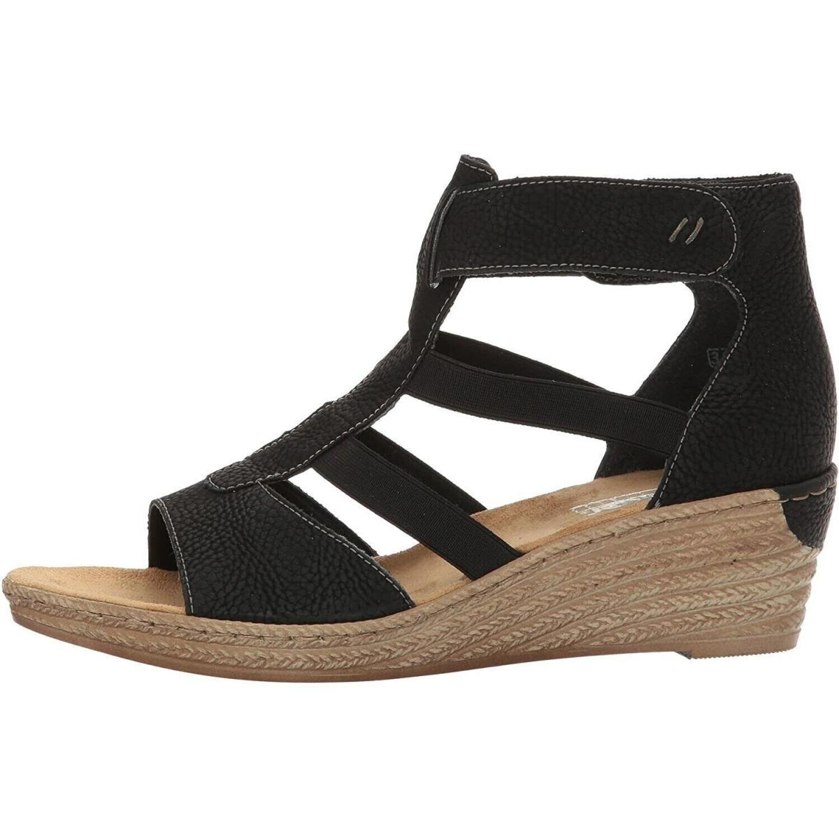 Rieker Women`s 62439-00 Wedge Heeled Open Toe Strappy Sandals Size EU 39