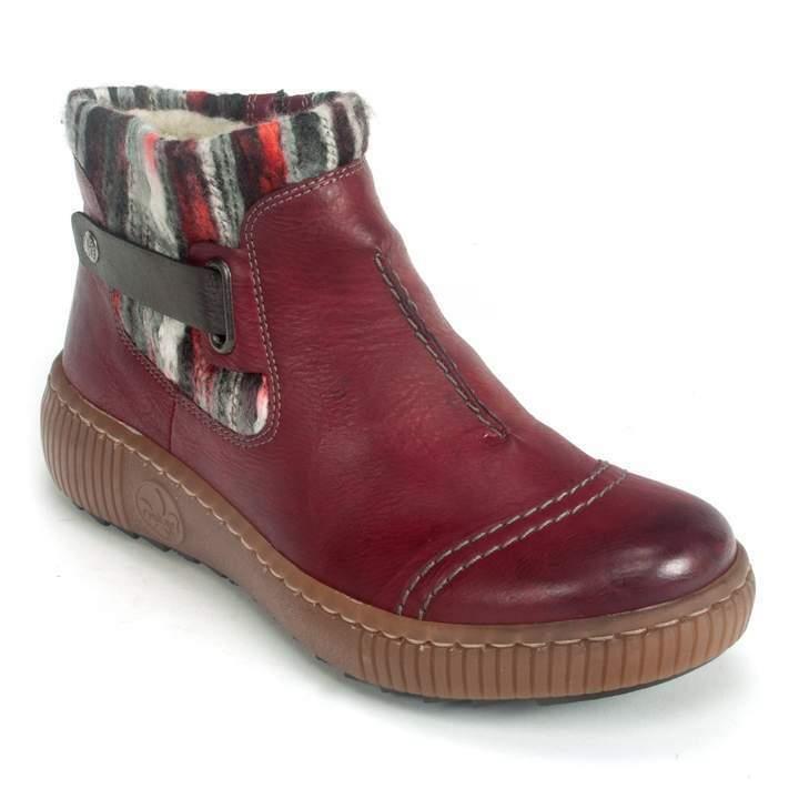 Rieker Z6684-35 Cuff Knit Bootie Red/multi Size 41 EU / US 9.5